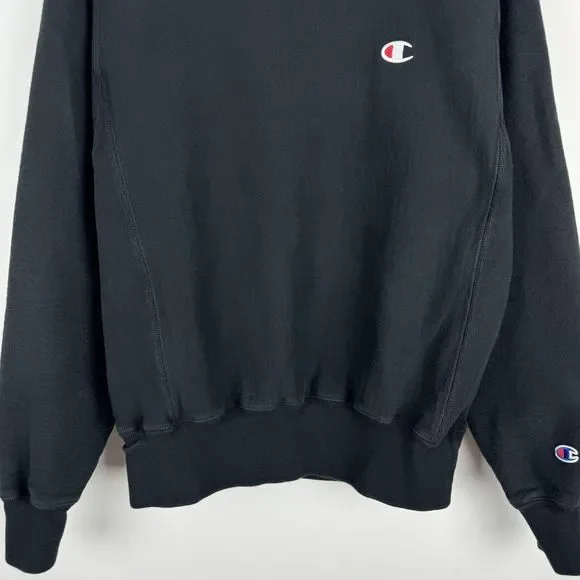 Champion Reverse Weave Crewneck Sweatshirt Mens Size Small Black Pullover - Picture 6 of 14